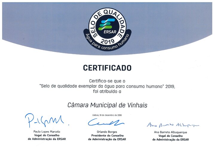 certificado água 2019 Vinhais